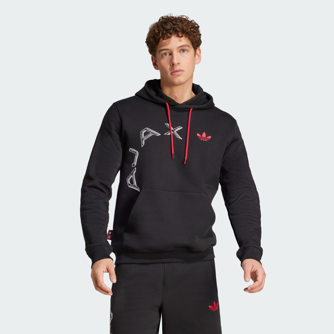 Mikina adidas Performance Ajax Amsterdam Graphic Hoodie Čierna | JJ2898, 0