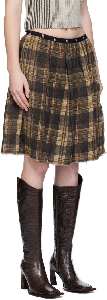 Sukňa R13 Reversible Plaid Midi Kilt Skirt Hnedá | R13WR468-R582B, 1