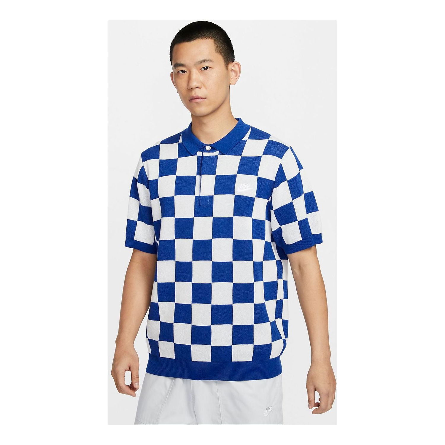 Polo tričko Nike Checkered Knit Polo Shirt Modrá | FN3423-480, 0