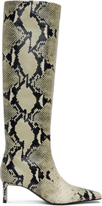 Snakeskin Patterned Knee-High Boots
