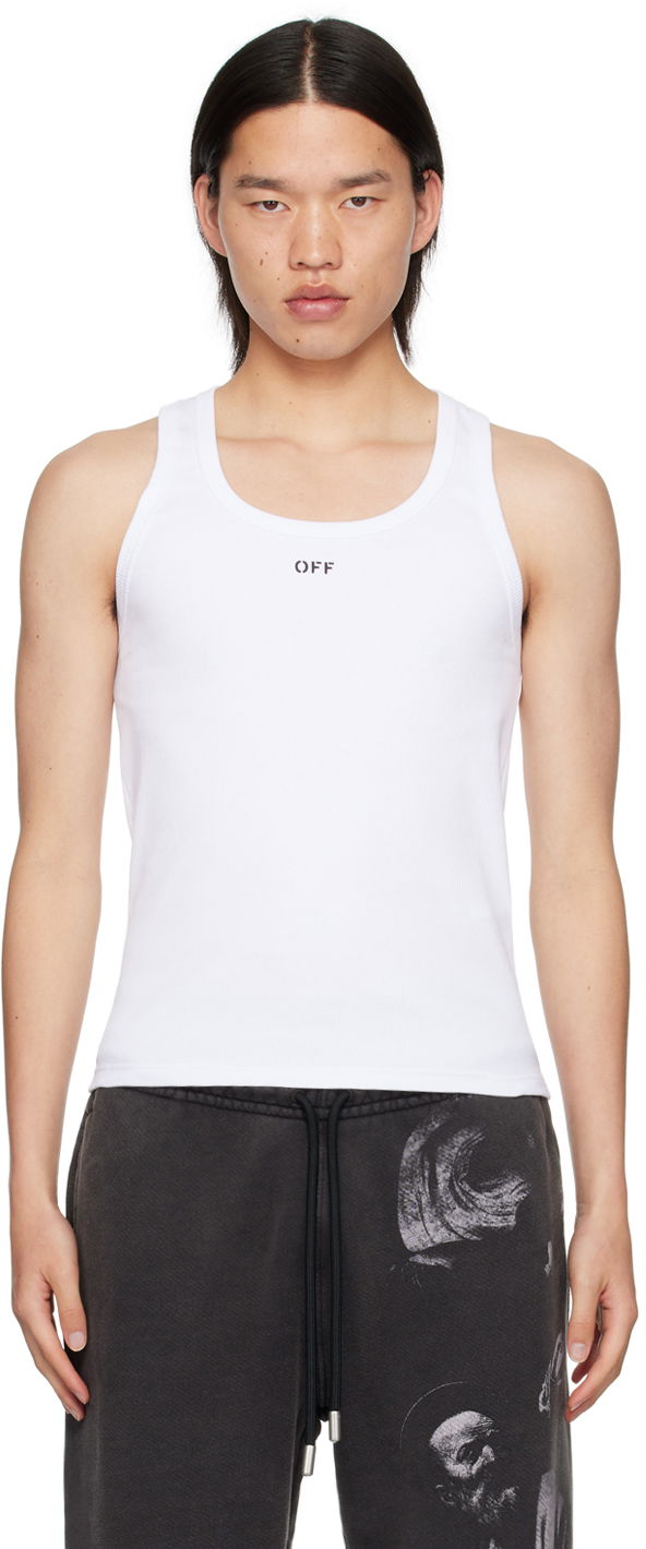 Tielko Off-White White Off Stamp Rib Tank Top Biela | OMUY006C99JER0010110