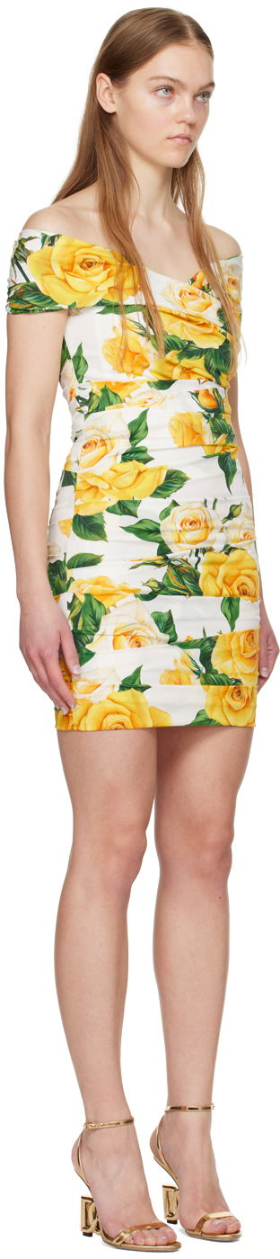 Šaty Dolce & Gabbana Floral Print Off Shoulder Minidress Biela | F6AHNT FSEHW, 1