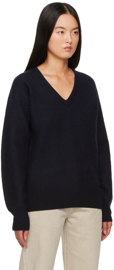 Sveter TOTEME TOTEME Rib V-Neck Sweater Navy | 234-WRTWTP158-YA0011, 1