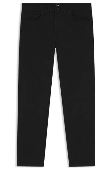 Nohavice BOSS BOSS Delaware Slim-Fit Cotton-Blend Twill Trousers Čierna | 50543953