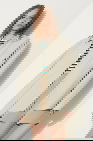 Košeľa Carhartt WIP Ethel Shirt Jac Relaxed Linen Blend Classic Collar Béžová | I033569.502, 3