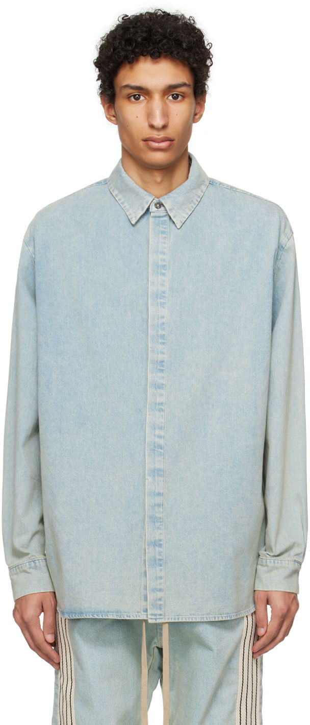 Košeľa Fear of God Blue Faded Denim Shirt Modrá | FG850-068DNM