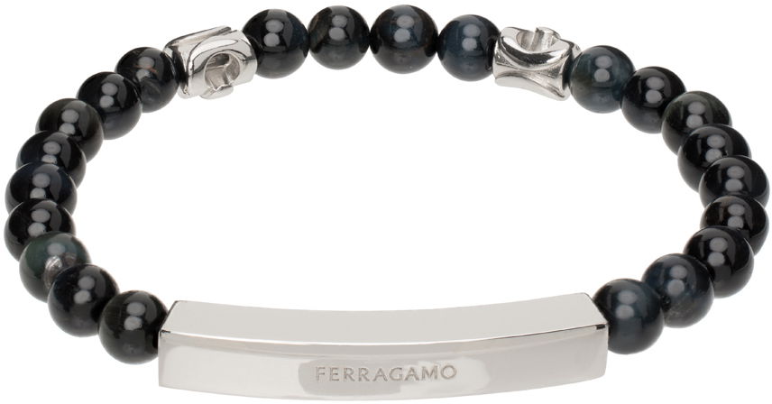 Náramok FERRAGAMO Beaded Bracelet with Logo Čierna | 776366, 0