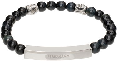 Náramok FERRAGAMO Beaded Bracelet with Logo Čierna | 776366, 0