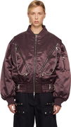Helter Satin Bomber Jacket with Chain-Link and Zip Details