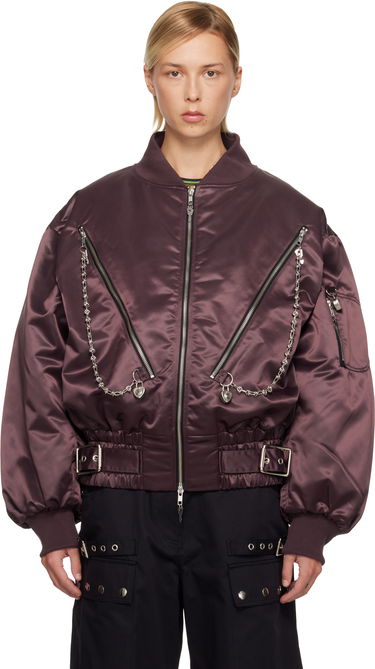 Bomber bunda Chopova Lowena Helter Satin Bomber Jacket with Chain-Link and Zip Details Fialová | 5326, 0