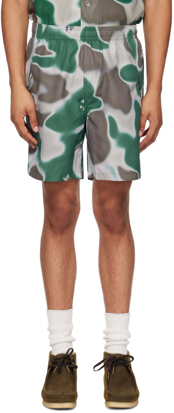 Šortky BAPE BAPE Green & Gray Liquid Camo One Point Swim Shorts Rôznofarebný | 001SPK301010M, 0