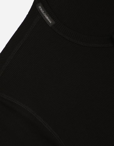 Tričko Dolce & Gabbana Fine-rib Cotton Granddad-neck Čierna | G8MC5TFU7AVN0000, 3