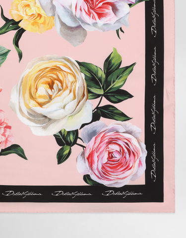 Šál Dolce & Gabbana Dolce & Gabbana Rose and Peony Print Silk Twill Square Scarf (70x70) Ružová | FN092RGDCUIHF5IY, 1