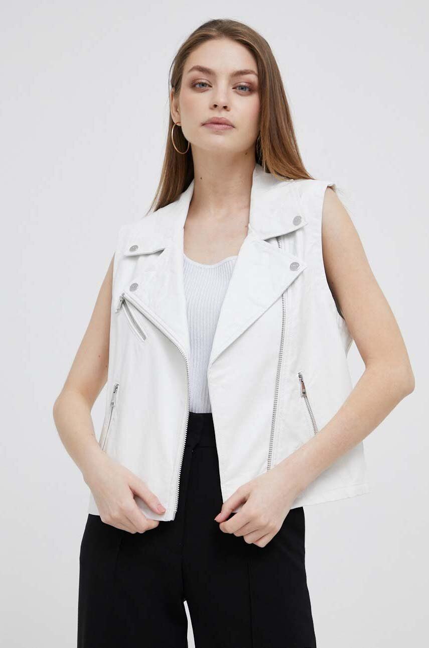 Vesta DKNY Sleeveless Vegan Leather Moto Vest Biela | P3DT7547, 0