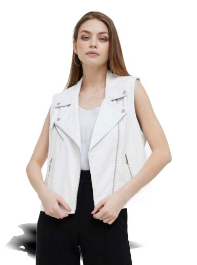 Vesta DKNY Sleeveless Vegan Leather Moto Vest Biela | P3DT7547