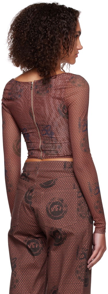 Crop Top Miaou Miaou Maude Long Sleeve Corset Top Hnedá | 7065PM1ATL, 2