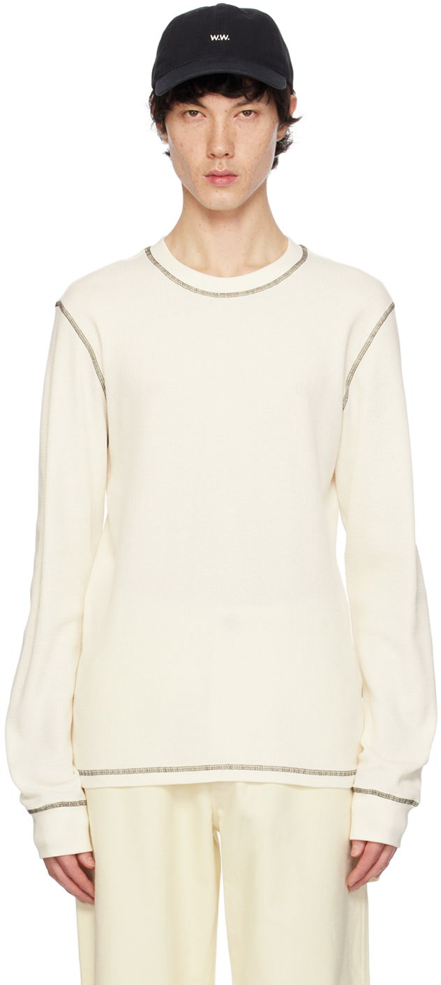 Tričko WOOD WOOD Emil Long Sleeve T-Shirt "Off-White" Biela | 12345403-4004, 0