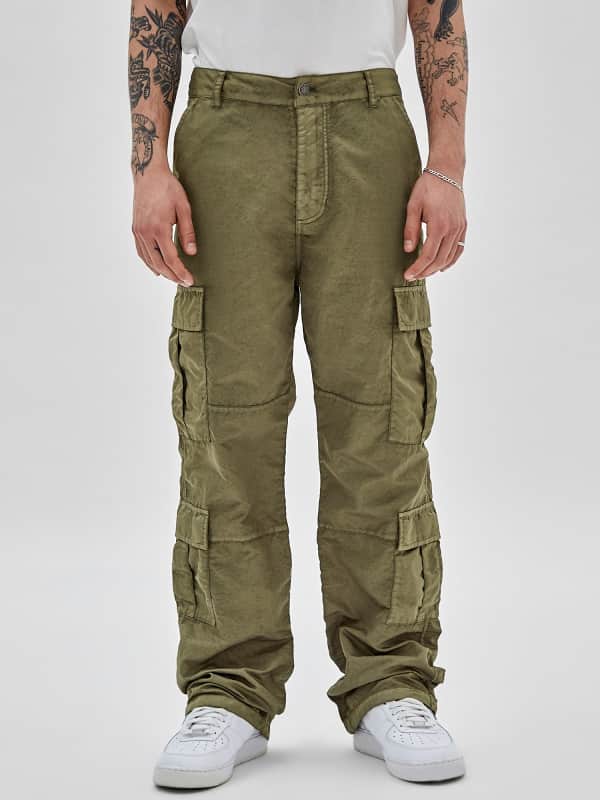 Nohavice GUESS Washed Nylon Cargo Zelené | M3GB08WFCA0, 0