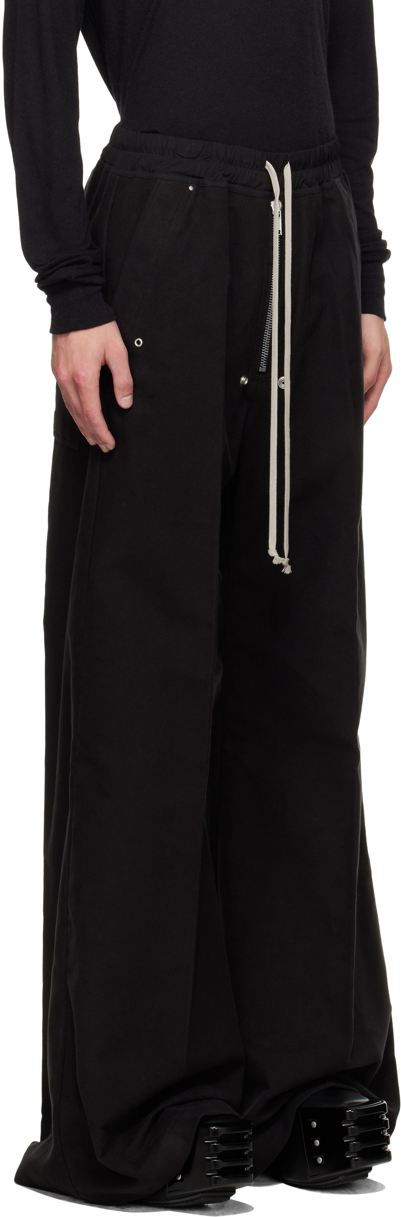 Nohavice Rick Owens Rick Owens Concordians Wide Bela Trousers Čierna | RU02E1366 TB, 1