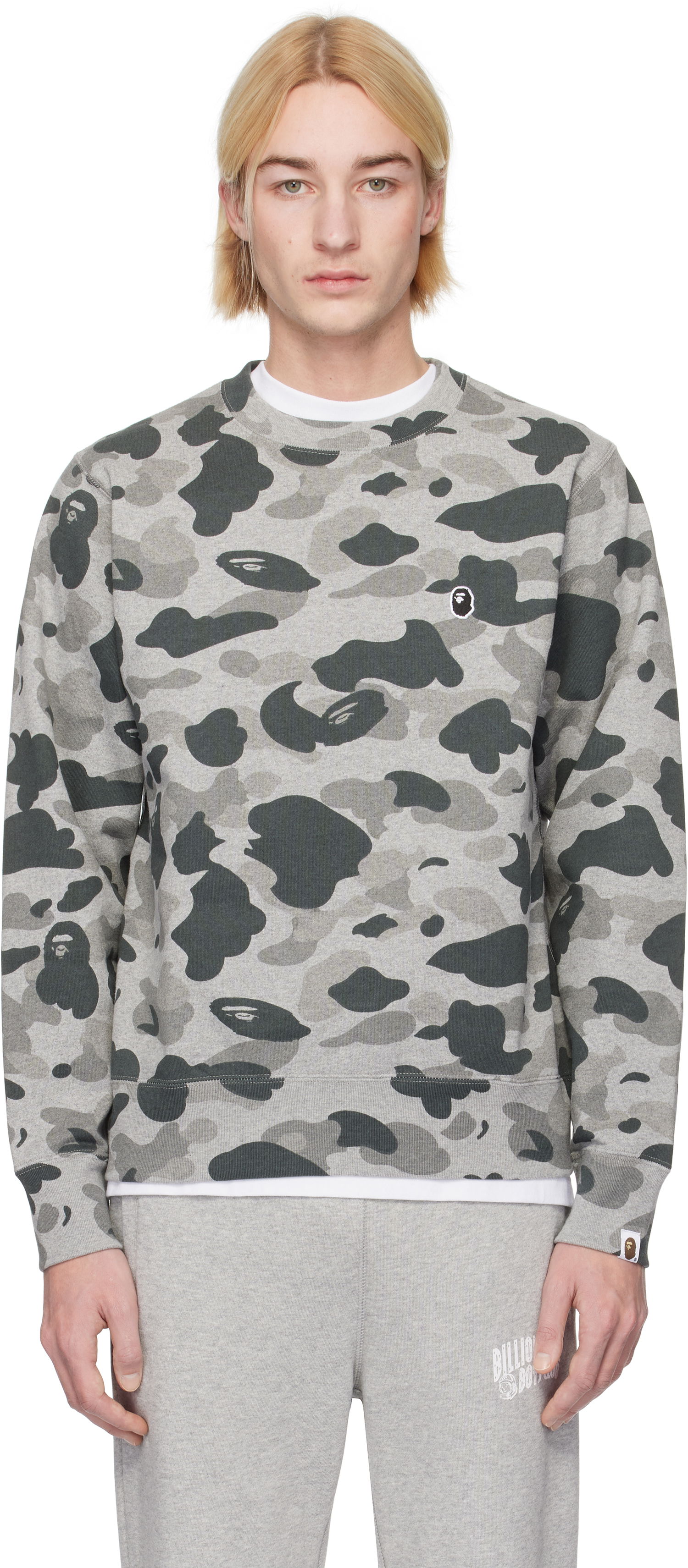 Mikina BAPE Camo Ape Head Crewneck Sweatshirt Šedá | 001SWK801005M, 0