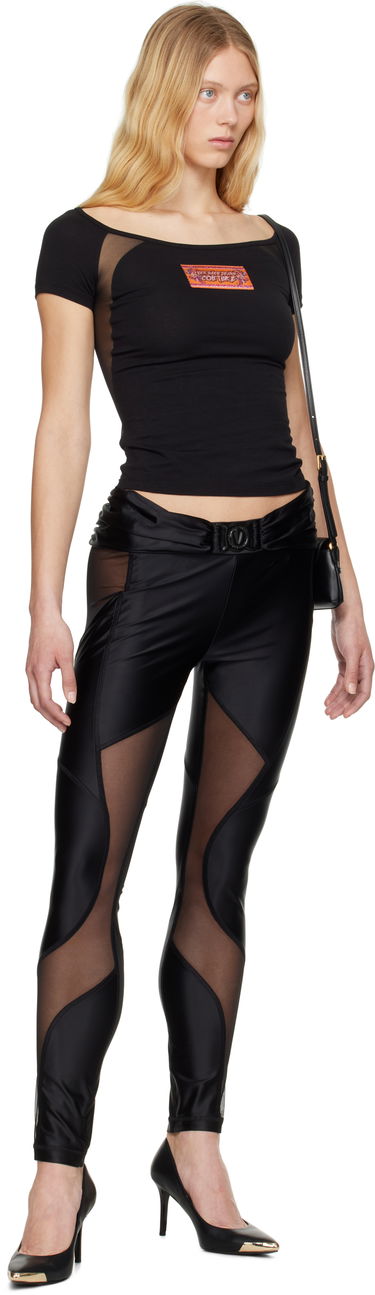 Legíny Versace Versace Jeans Couture V-Emblem Sheer Panel Leggings Čierna | E78HAC103_EJ0223, 3