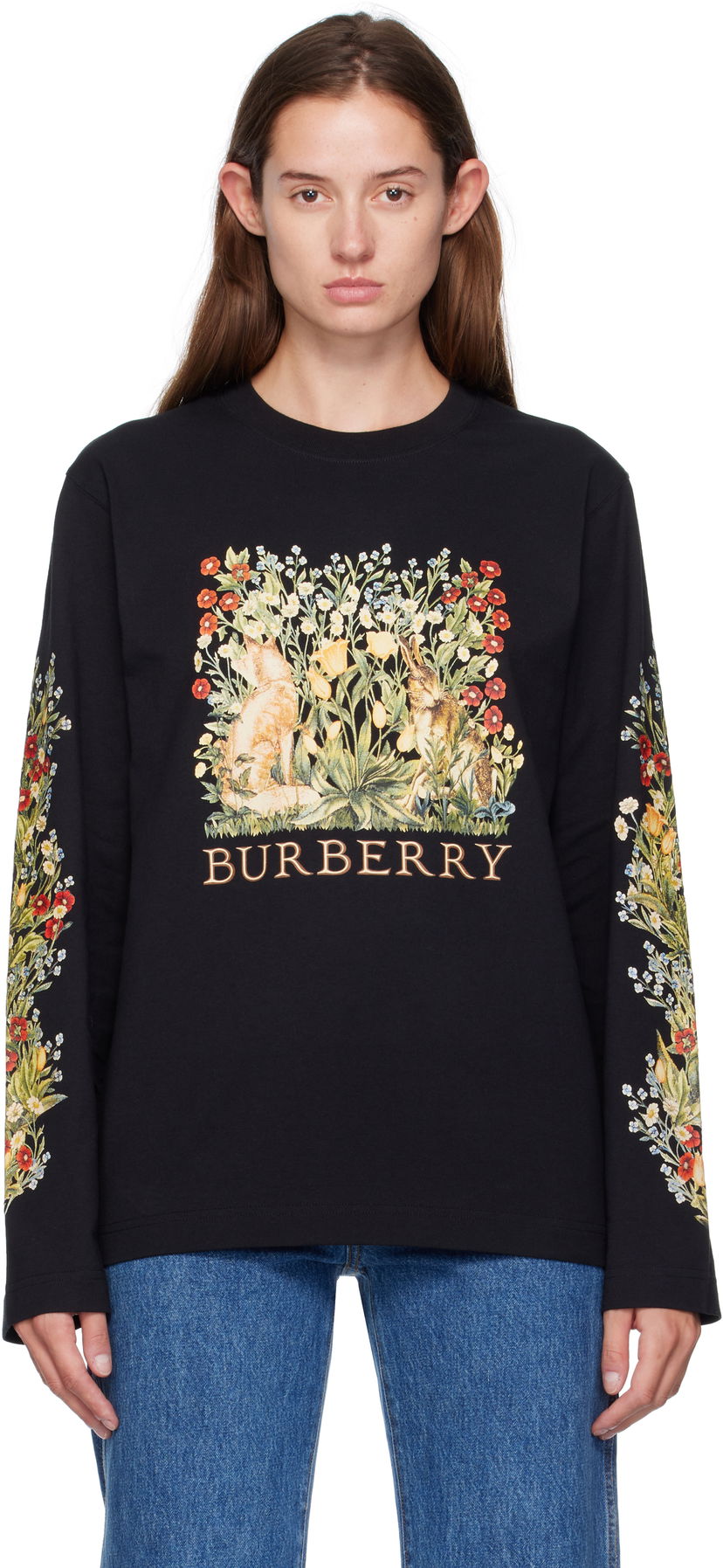 Tričko Burberry Burberry Forest Print Long-Sleeve T-Shirt Čierna | 8115847