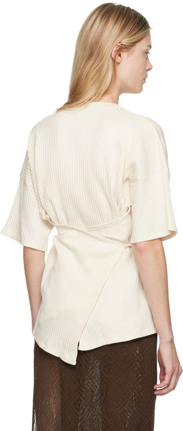 Sveter Baserange Baserange Shaw Tie-Waist T-Shirt Biela | FSHT-RIB-000, 2