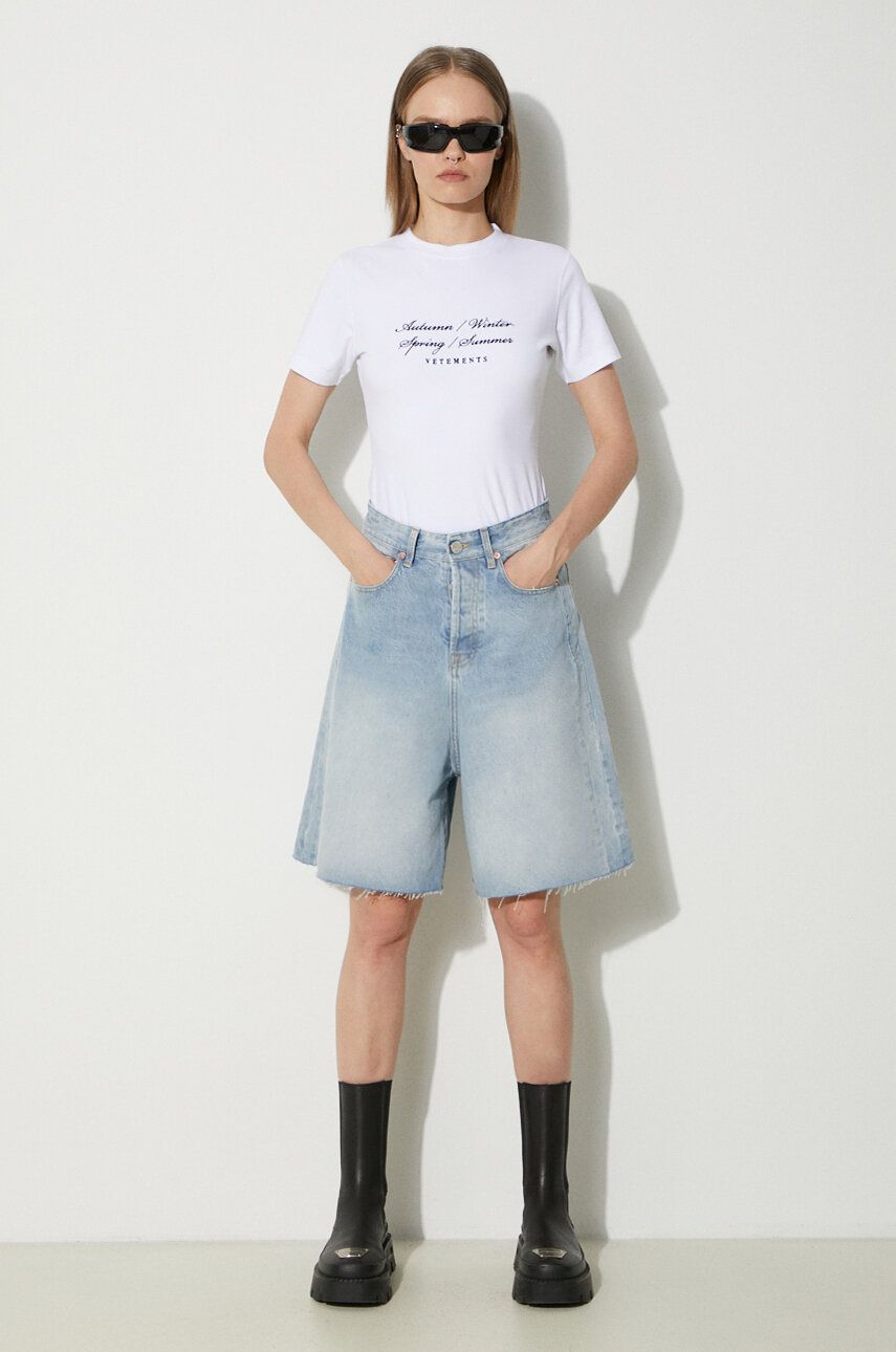 Tričko VETEMENTS VETEMENTS 4 Seasons Embroidered Logo Fitted T-Shirt Biela | WE64TR620W, 1