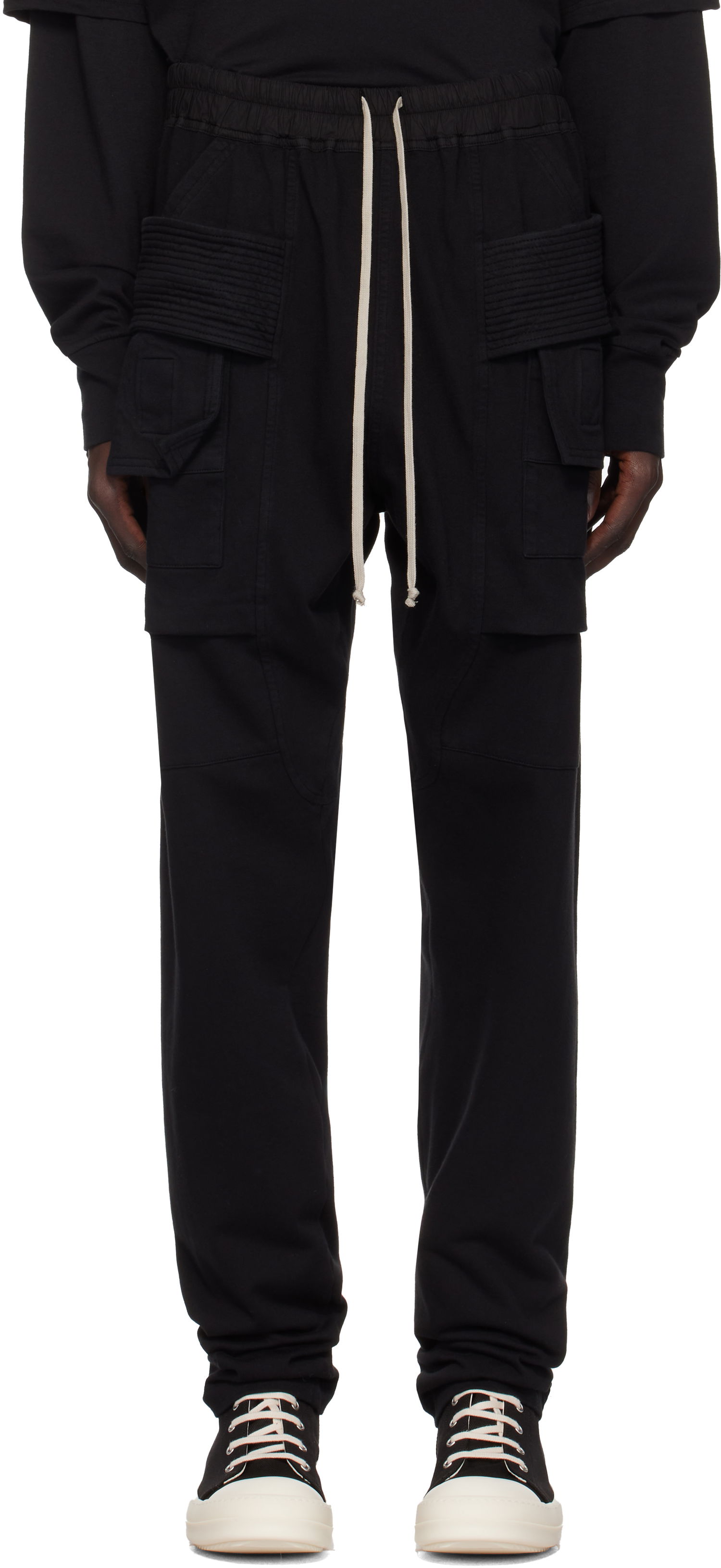 Cargo nohavice Rick Owens Rick Owens DRKSHDW Porterville Creatch Drawstring Cargo Pants Čierna | DU02D2376 RIG, 0