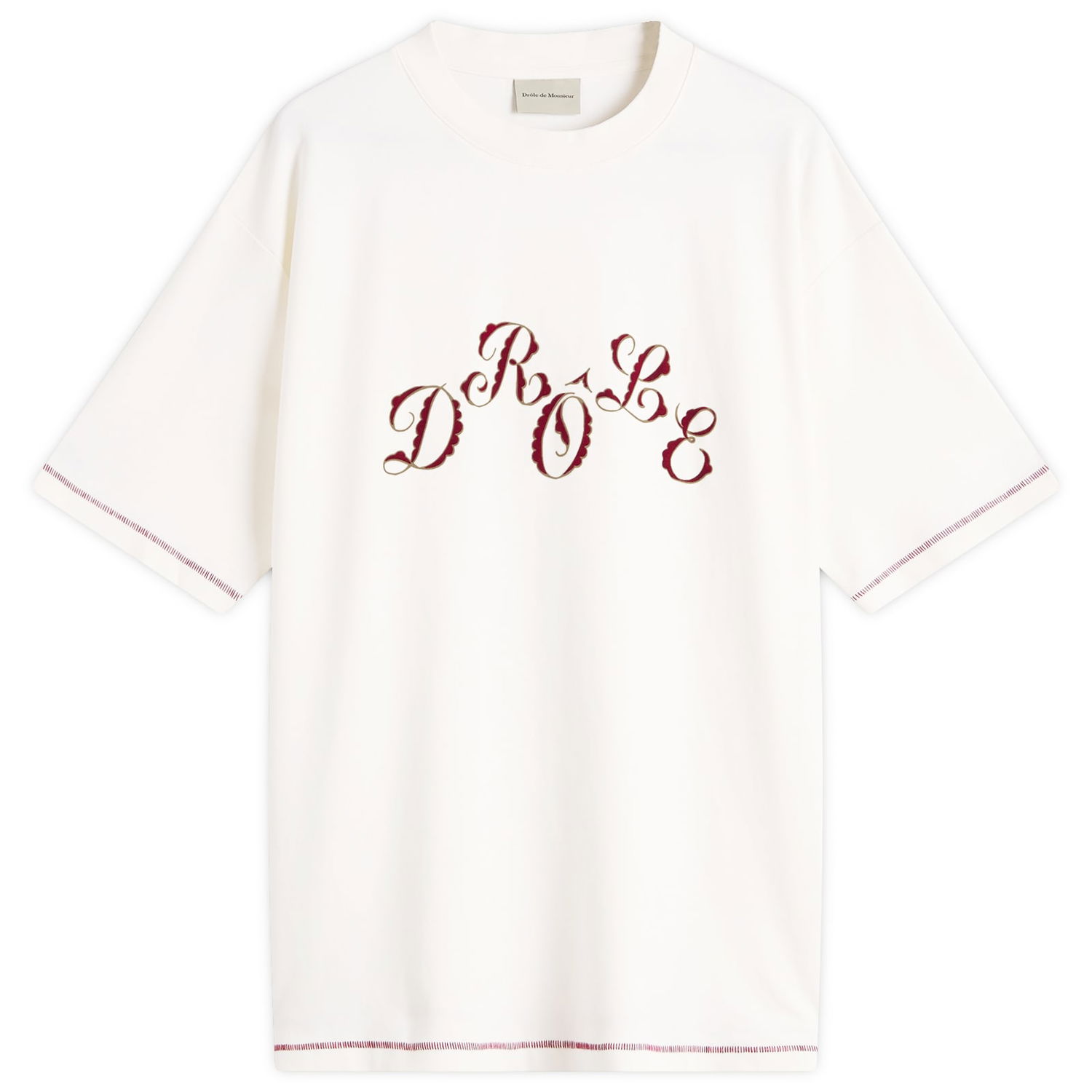 Tričko Drôle de Monsieur Stagger Logo T-Shirt, Size Large Biela | H-TS264-CO002-OW, 1