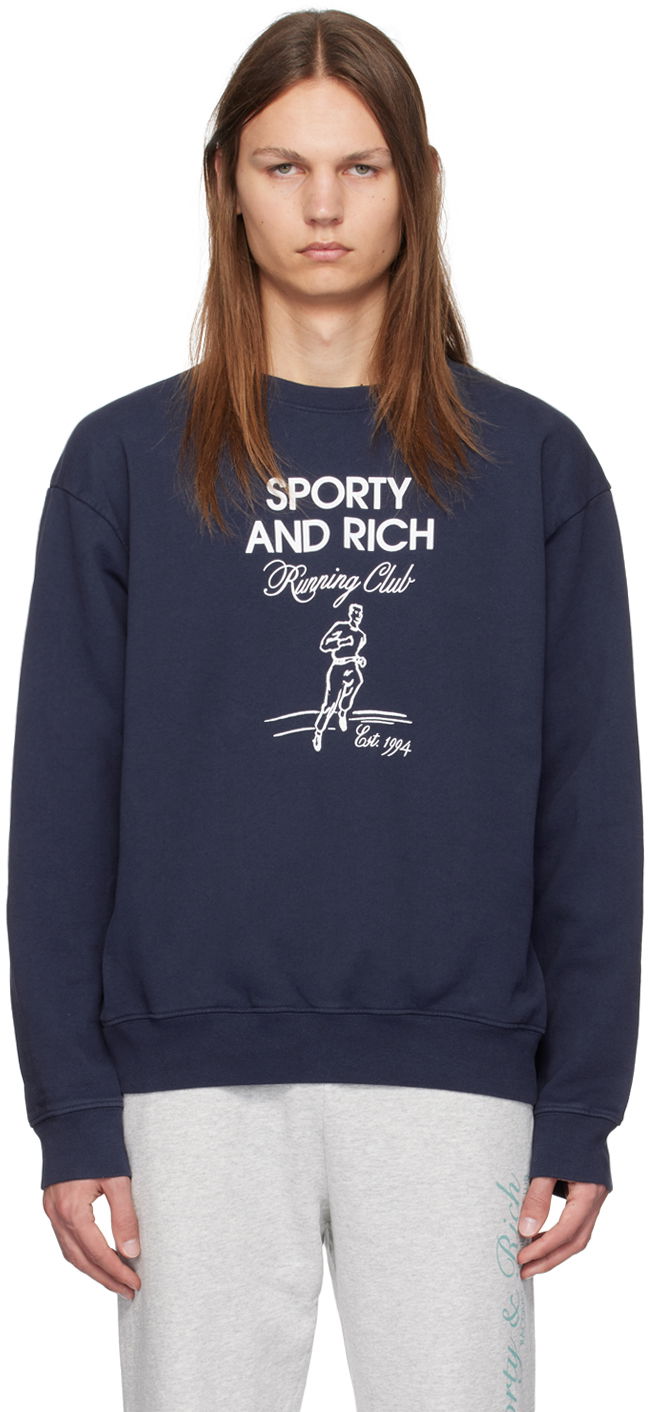 Tričko Sporty & Rich Navy Running Man Sweatshirt Navy | WS067S409RN, 0