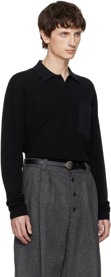 Polo tričko Jacquemus Long-Sleeve Polo 'Le Polo Tricot' with Chest Pocket Modrá | 25HPOM00603AK00274, 4