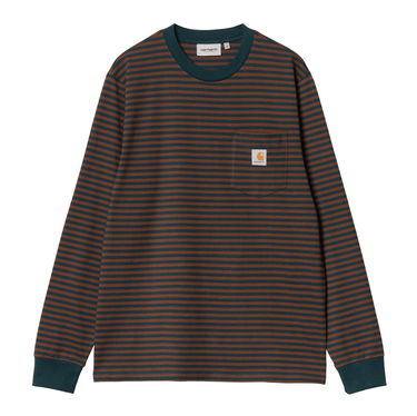Košeľa Carhartt WIP Striped Long Sleeve T-Shirt With Chest Pocket Hnedá | I033817_7, 3