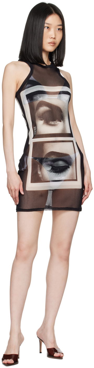 Šaty Jean Paul Gaultier Gaultier 'The Eyes And Lips' Mesh Minidress Čierna | 24/30-F-RO250-T553-000201, 3