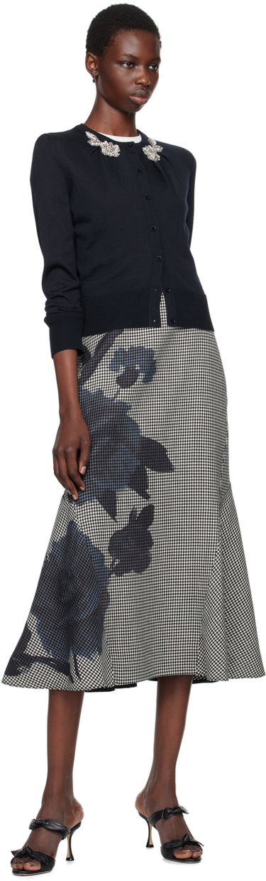 Sveter Erdem Erdem Drape Knit Detail Cardigan Navy | PF24_F1KT2_NEKW, 3