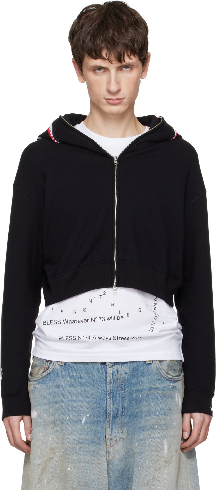 Mikina BAPE Shark Cropped Full Zip Hoodie Čierna | 001ZPL802011L