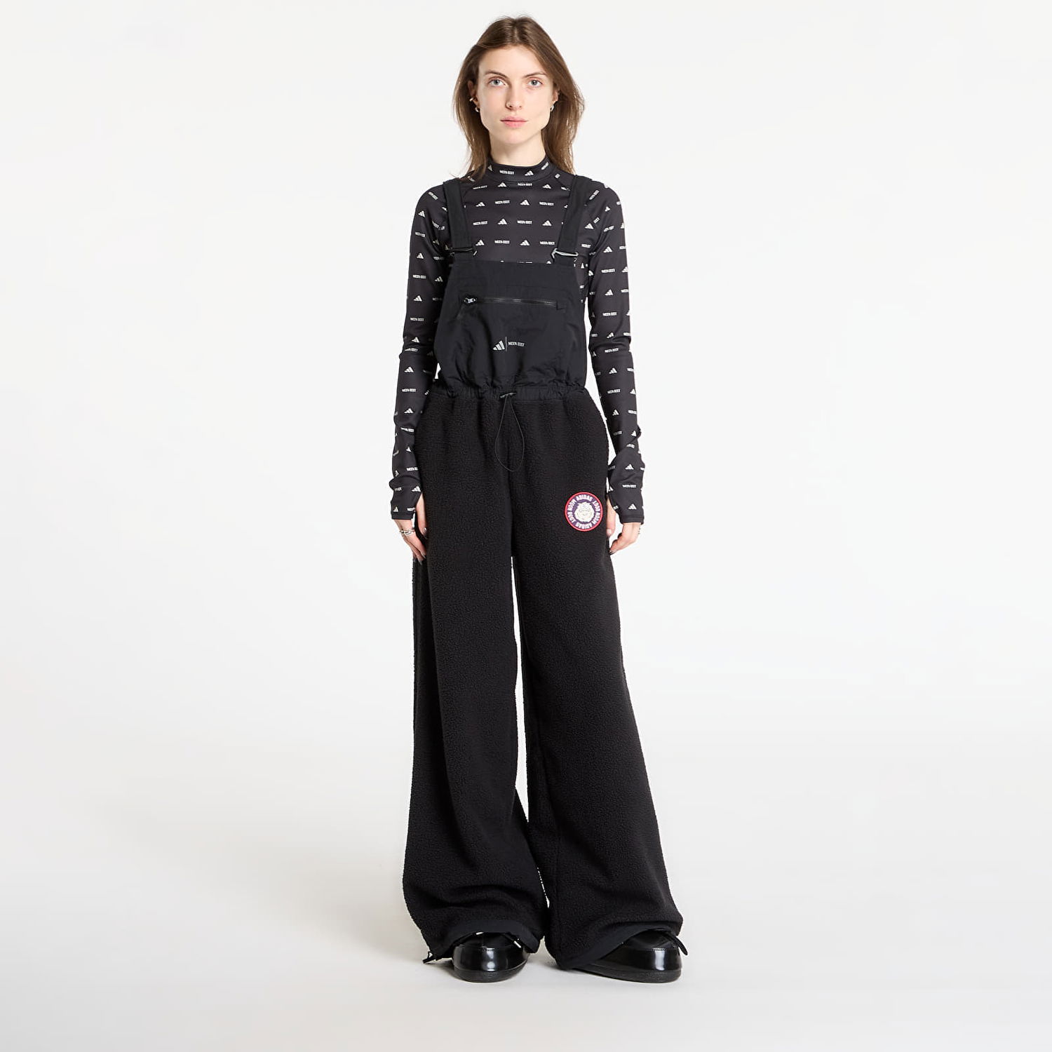 Overal adidas Performance Moonboot Wide-Leg Fleece Bib Pant Čierna | JM6494, 0