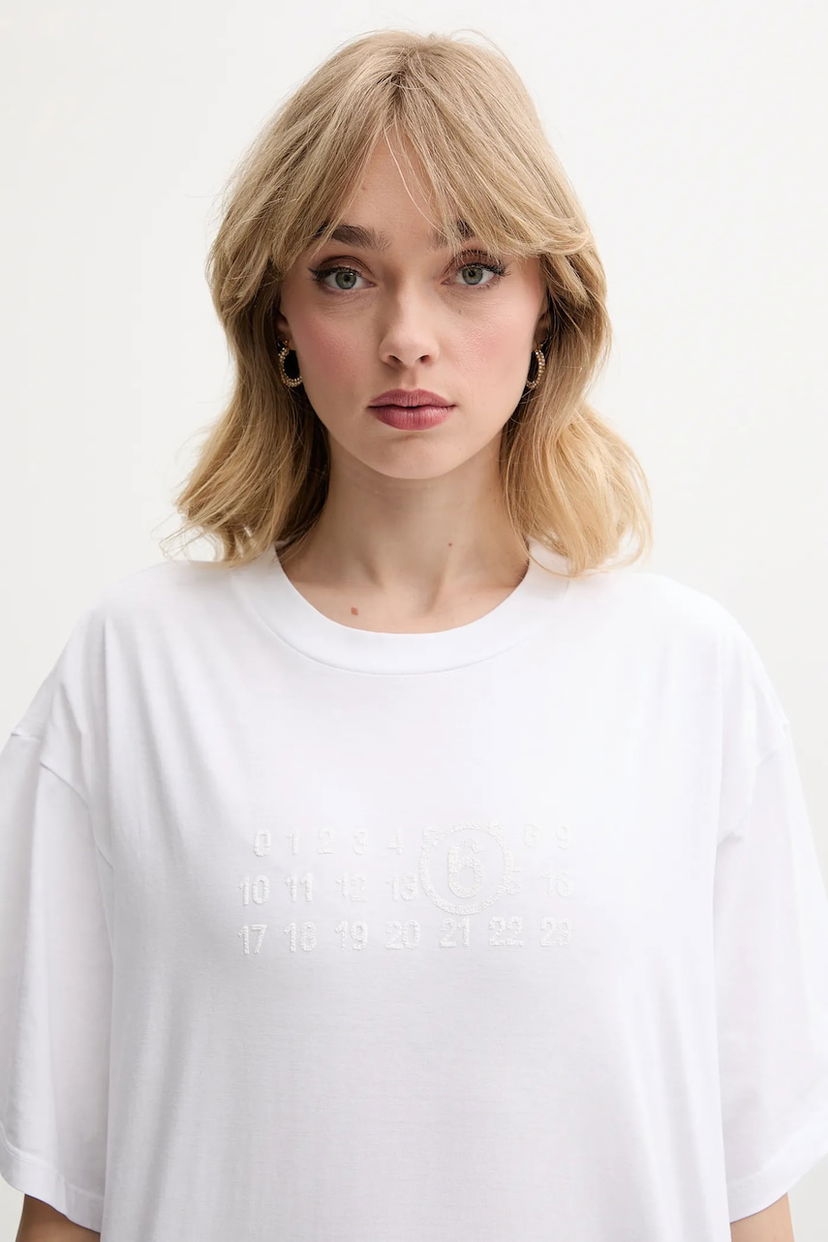 Tričko Maison Margiela Numeric Logo Oversized T-shirt Biela | S62GD0202.M20115.100