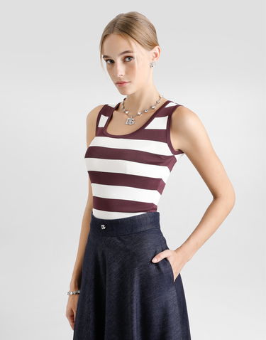 Tielko Dolce & Gabbana Striped Viscose Tank Top Fialová | FXT34TJAIQ8R5231, 3