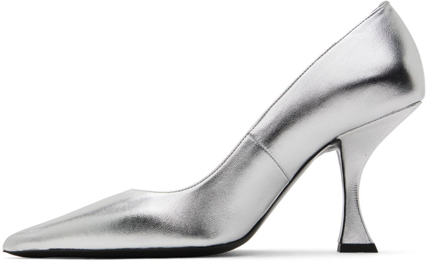 Metallic Leather Pointed-Toe Pumps