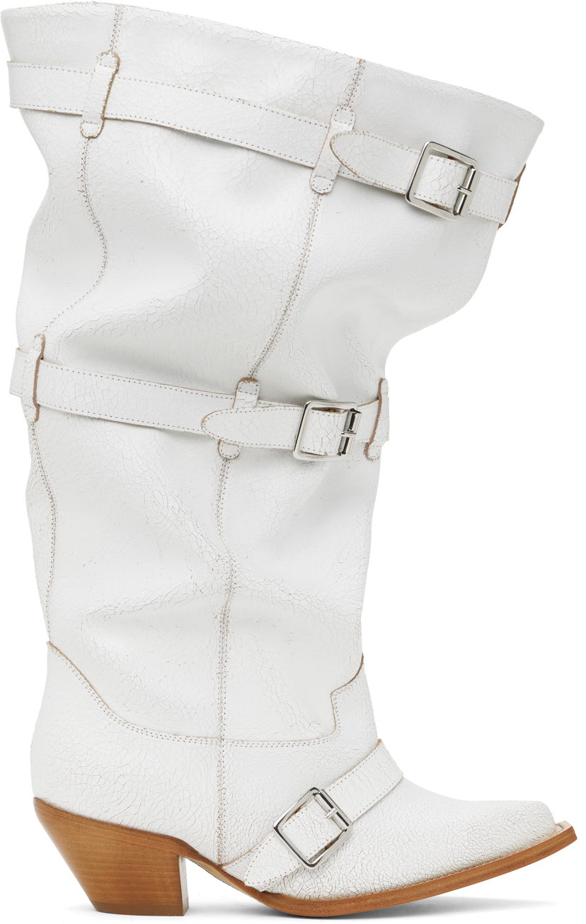 Oblečenie R13 R13 Buckled Slouch Cowboy Boots Biela | R13WS114-S209A