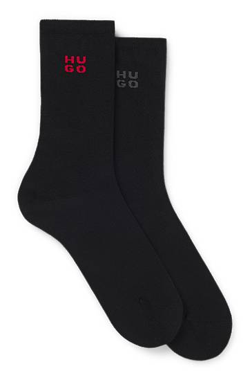 Ponožky BOSS Two-pack short socks with stacked logos Čierna | 50549831