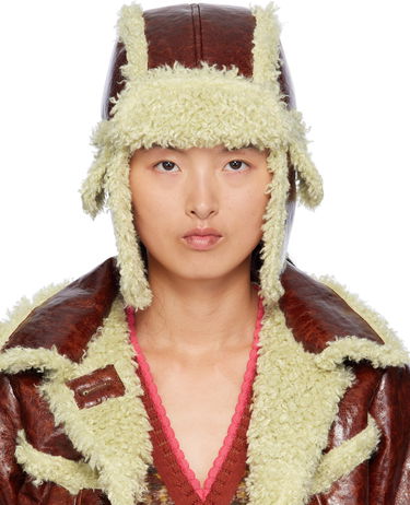 Bunda Anna Sui Anna Sui Curly Aviator Faux-Leather Hat Hnedá | 824A90, 0