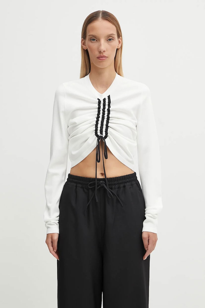 Tričko Y-3 Y-3 Fitted Cinch Long Sleeve T-Shirt Biela | KD4760