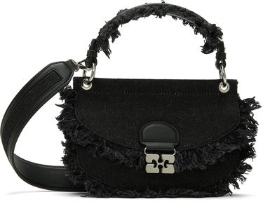 Kabelka GANNI Apo-G Mini Top Handle Fringed Denim Bag Čierna | A6909, 0