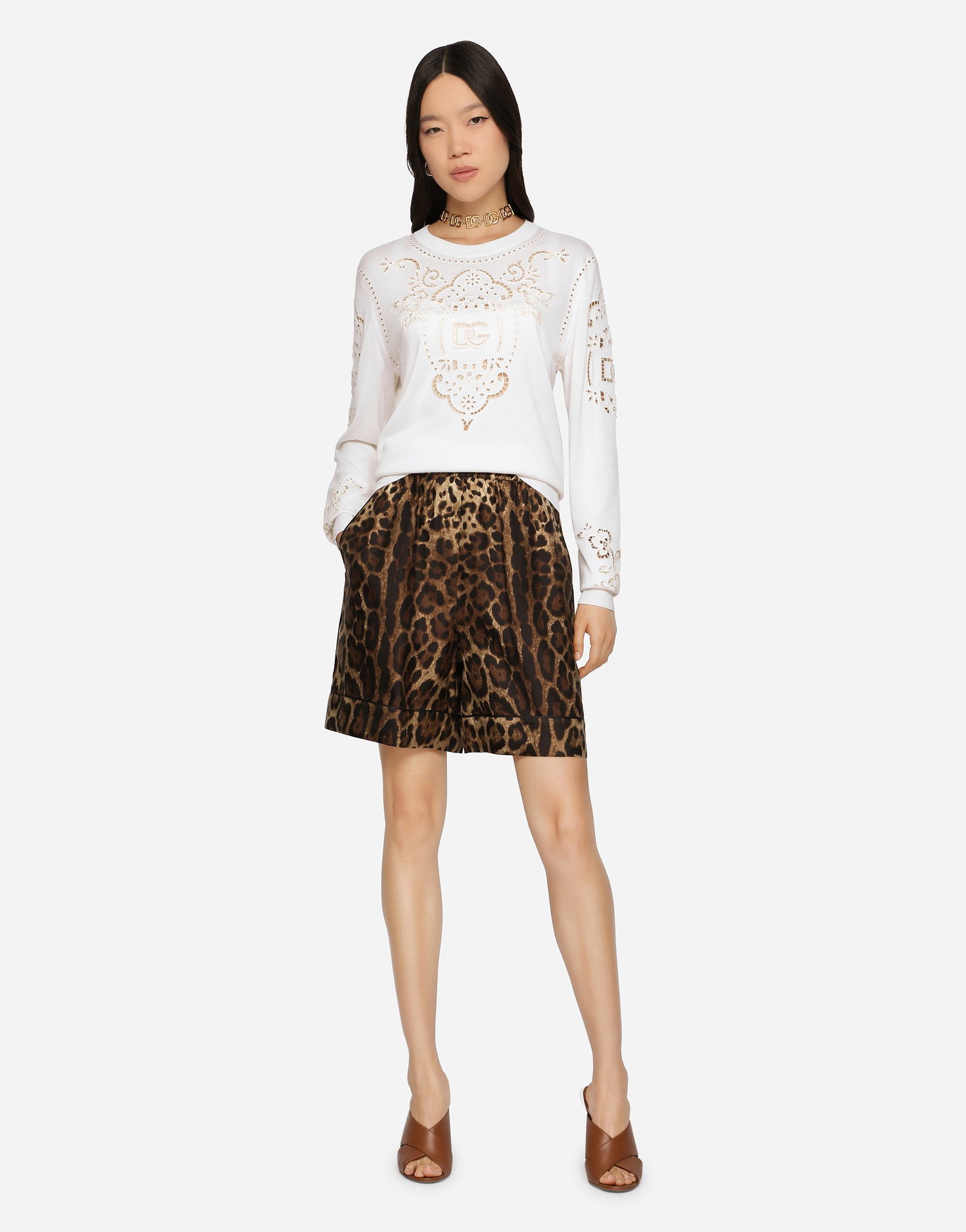 Šortky Dolce & Gabbana Dolce & Gabbana Animal Print Shorts Hnedá | FTAM7THS1ZXHY13M, 1
