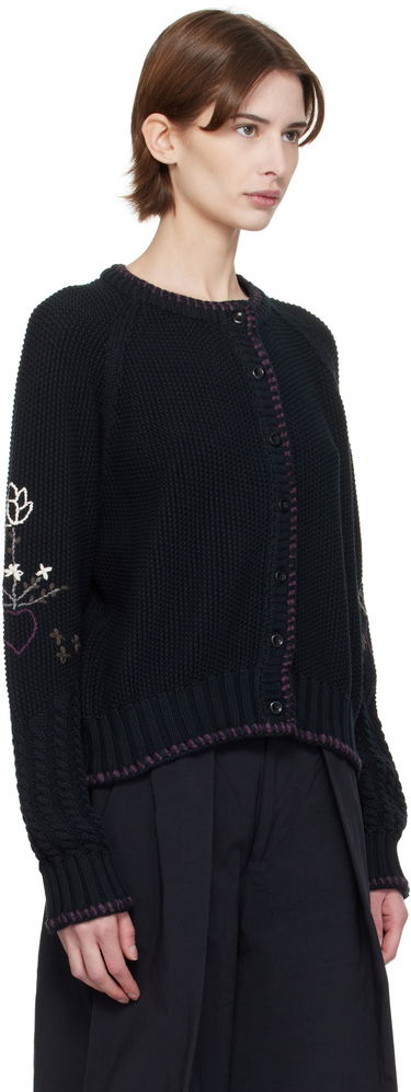 Sveter YMC YMC Lotus Embroidered Cardigan Čierna | Q8XMK, 1