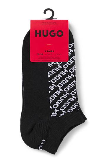 Ponožky BOSS Three-Pack of Ankle Socks with Logo Details, HUGO Čierna | 50543195, 1