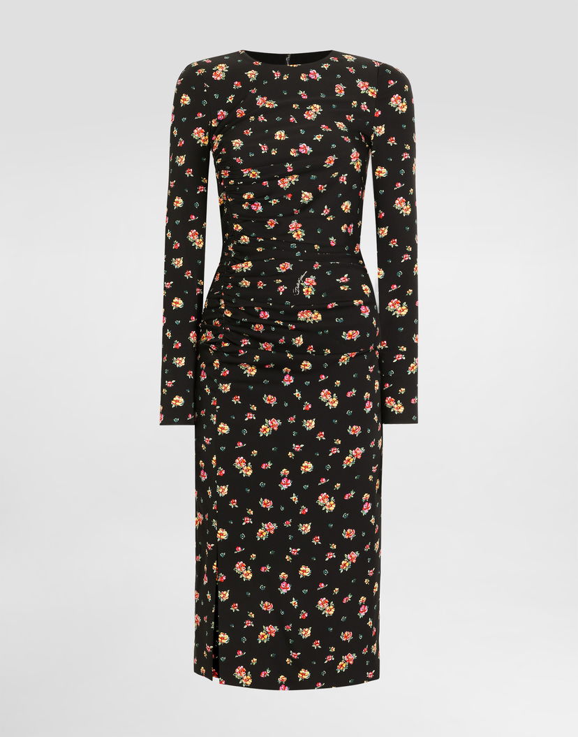 Šaty Dolce & Gabbana Small Floral-print Charmeuse Dress Rôznofarebný | F60G7TFSA8FHN5XT