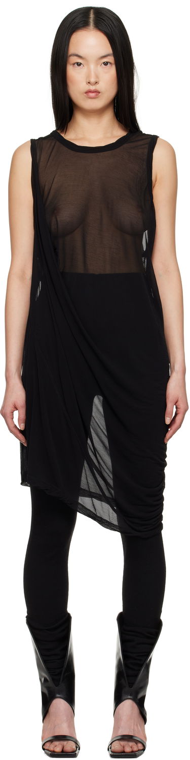Tielko Rick Owens Rick Owens Hollywood Anthem Draped Sheer Tank Top Čierna | RP01E7140 JCR, 0